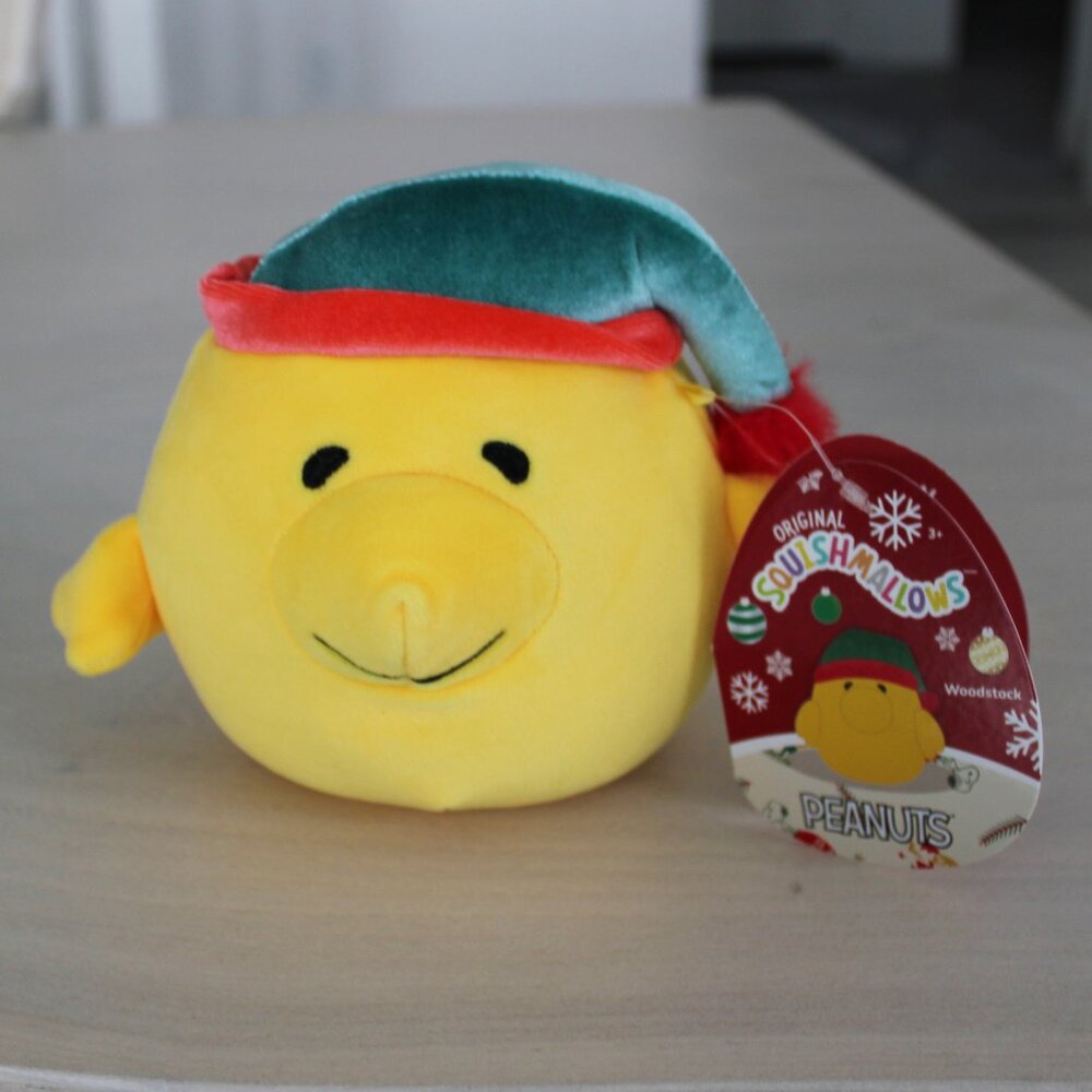 NEW Peanuts Woodstock Holiday Santa Hat Squishmallow Snoopy's Yellow Bird Friend